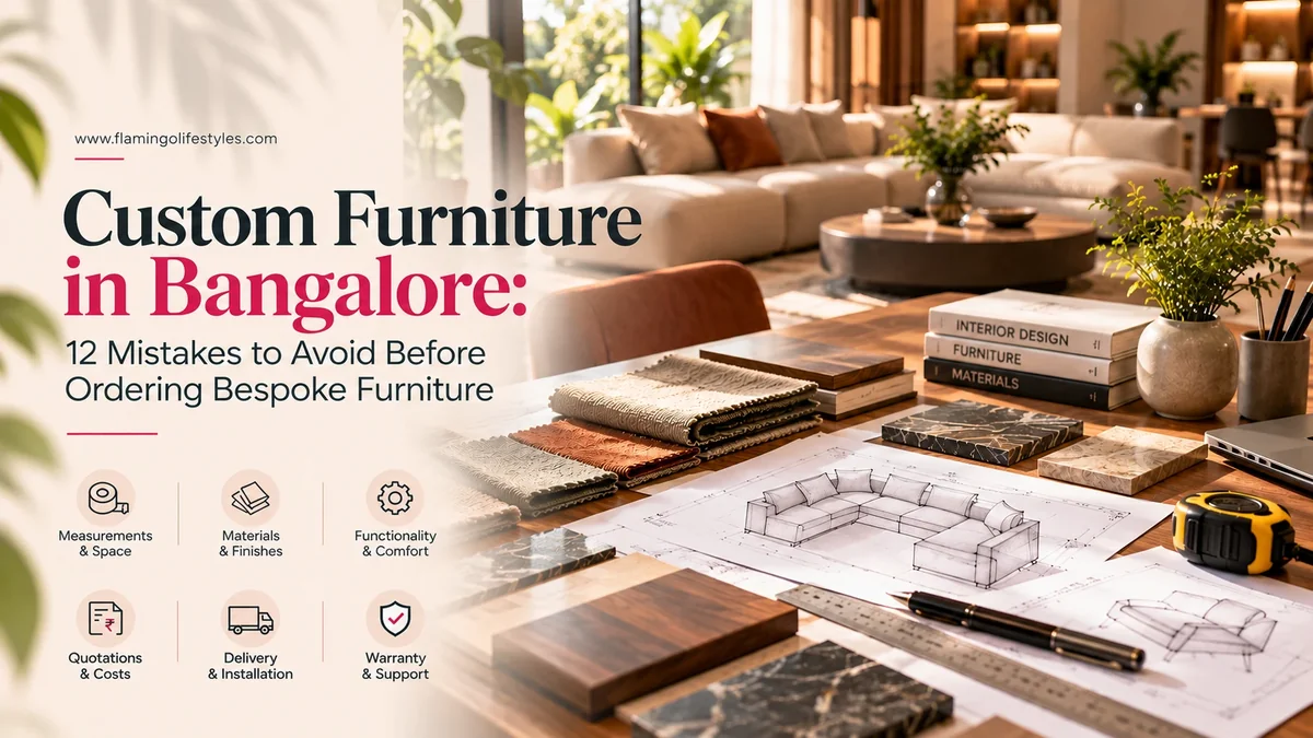 Clean master bedroom with upholstered king bed and matching nightstands — the kind of design clients fall in love with in AI renders and need help translating into a real Bengaluru build — Flamingo Lifestyles